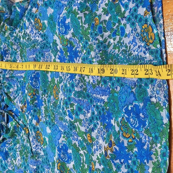 Joie Floral Blue and Green Women's Top Garden Party Brunch Career Large Vacation - Picture 14 of 15